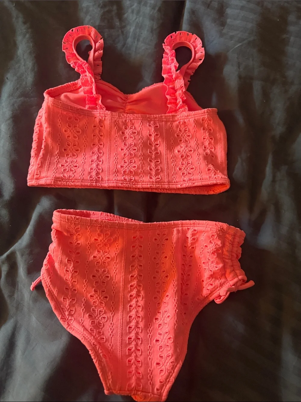 Neon Pink Eyelet Two-Piece Swim Set